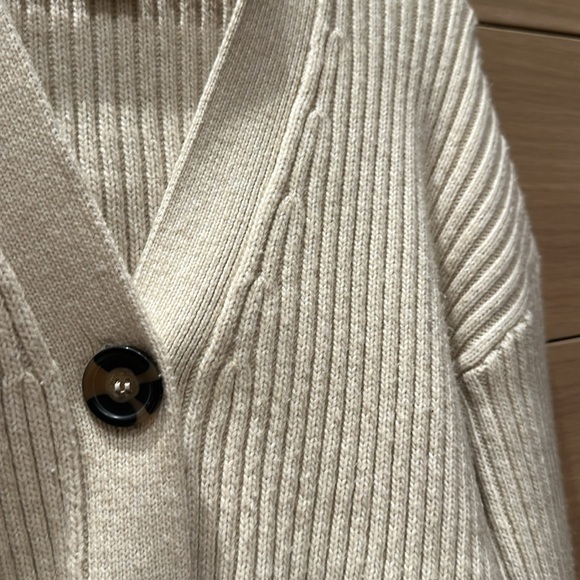 Cream Ribbed Button-Up Cardigan - Picture 4 of 7